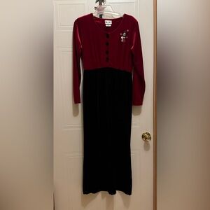 Vintage Disney Red/Black Velour Maxi Dress VGUC 😊😊